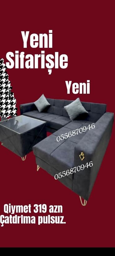 мебель для гостиной: Künc divan, Qonaq otağı üçün, Parça, Bazalı, Açılan, Kitab — 28