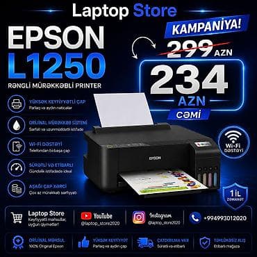 Ofis avadanlığı: 🚨 ŞOK ENDİRİM! TƏLƏSİN! 🚨 🖨️ Epson L1250 Wi-Fi Printer 299 AZN ❌ 🔥 — 1
