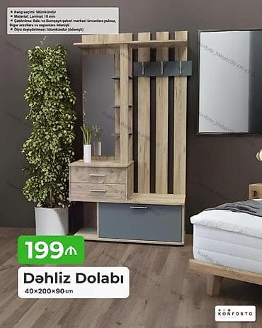 Mebel: Dəhliz dolabı – funksional və estetik dizayn. Ölçü: 40 × 200 × 90 sm — 1