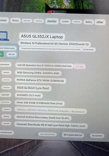 samsung notebooklar: İşlənmiş ASUS 15.6 ", Intel Core i5, 512 GB — 1
