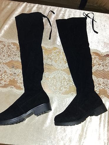 cəkmə: Qadın dizüstü çəkmələr – qara, zamşa effektli materialdan. - Model — 1