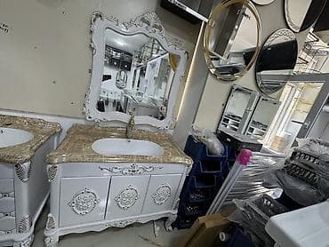 hamam dolabi: Klassik üslublu hamam mebeli dəsti Tam plastik materialdandır 1metr — 2