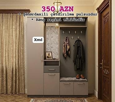 Dəhliz üçün çoxfunksiyalı qab-qacaq və geyim dolabı dəsti - Kompakt