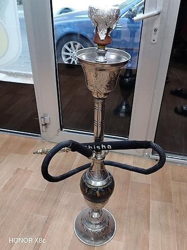 Metall nərgilə (shisha) komplekti - Klassik dizaynlı, naxışlı metal — 1