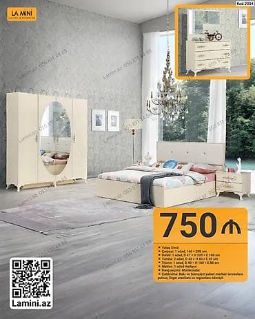 komodlar: Yataq Dəsti – Kod: 2054 Komplektin tərkibi: - Çarpayı: 1 ədəd, 160 × — 1