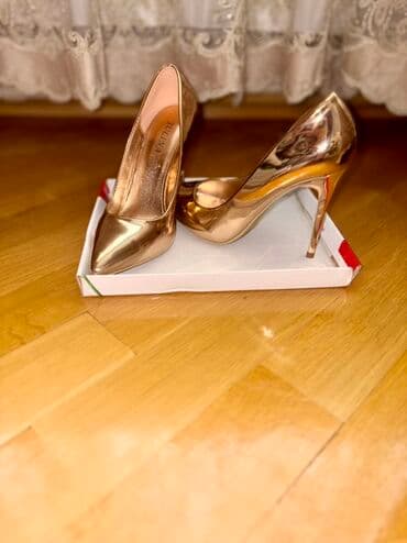 зеленые туфли: Туфли, Размер: 36, цвет - Золотой, Б/у — 1