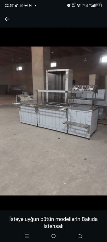 hazır vitrin: Paslanmayan metaldan hazırlanmış, üstü şüşə ilə örtülmüş, yeməklərin — 5