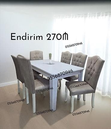 Qonaq otağı üçün, Yeni, Açılmayan, Dördbucaq masa, 6 stul — 2