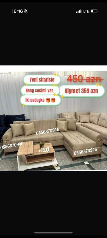 mətbəx ucun divan: Künc divan, Yeni, Açılan, Bazalı, Parça, Ünvana pulsuz çatdırılma — 3