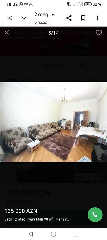 qarayev 3 otaqli evler: 2 otaqlı, Yeni tikili, 90 kv. m — 4