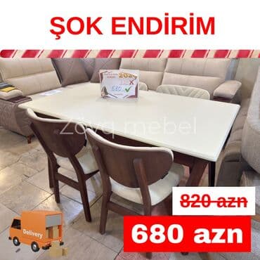 qara sam: Qonaq otağı üçün, Yeni, Açılan, Kvadrat masa, 6 stul — 9