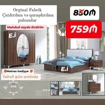 işlenmiş termolar: İkinəfərlik çarpayı, Termo, Dolab, 2 tumba, Azərbaycan, Yeni — 1