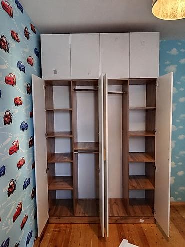Yeni, 4 qapılı, Güzgülü, Boz, Açılan, Düz dolab — 1