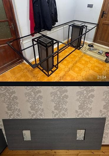 divar stolu: Metaldan künc masa karkası və üst panel dəsti - Güclü metal — 1