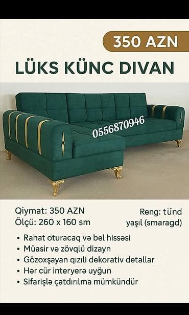 Künc divan, Yeni, Açılan, Bazalı, Parça, Pulsuz çatdırılma lalafo.az -da Künc divan, Yeni, Açılan, Bazalı, Parça, Pulsuz çatdırılma