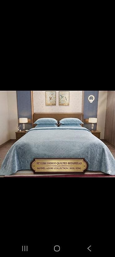 diamond home tekstil: Yataq üçün rəng - Mavi Yataq örtüyü — 1