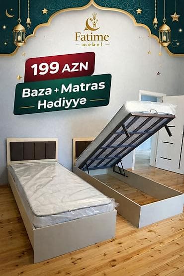 Çarpayılar: Yeni, Təknəfərlik çarpayı, Bazalı, Matras ilə — 1