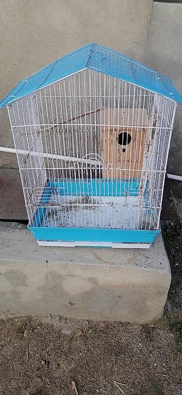 Quş qəfəsi və yuva qutusu - Material: metal barmaqlıqlar, möhkəm — 1