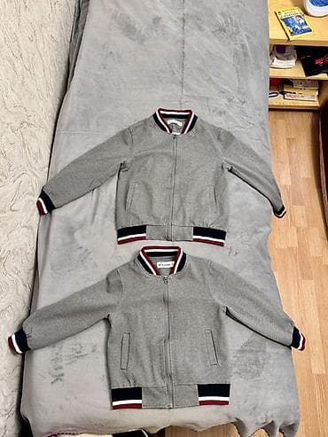 debli kurtkalar: Uşaq üçün iki ədəd eyni model bomber gödəkcə dəsti - Rəng: Boz - — 2