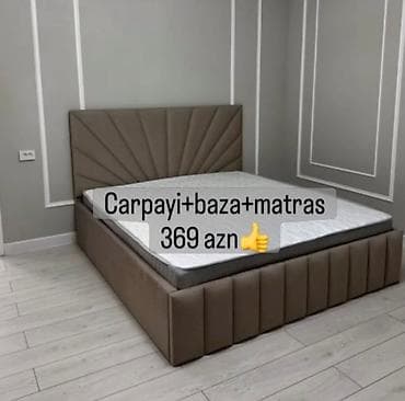 ucuz hamam: Çarpayı + baza + matras dəsti - Müasir dizaynlı yumşaq başlıq: günəş — 1