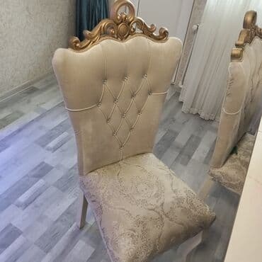 ucuz yazı masası: Qonaq otağı üçün, İşlənmiş, Açılan, Dördbucaq masa, 6 stul — 2