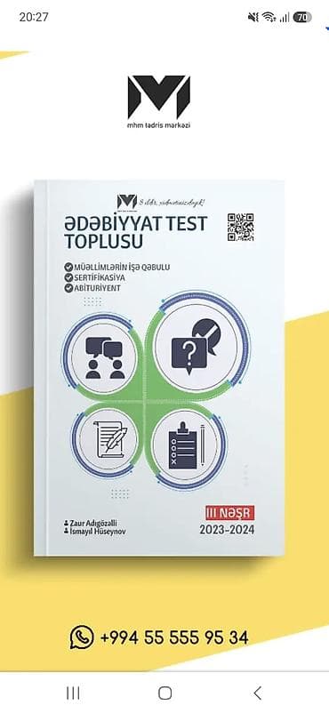 MHM Tədris Mərkəzinin “Ədəbiyyat Test Toplusu” (III nəşr, 2023–2024) — 1
