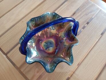 novruz bezeyi: Şüşə dekorativ qablar dəsti - Mavi rəngli, əl işi kimi görünən — 2