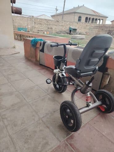 Ovçuluq və balıqçılıq: Uşaq üçtəkərli velosipedi - Rəng: boz/qara - Metal korpus, ön tərəfdə — 6