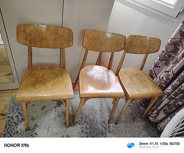 Masalar və oturacaqlar: Qonaq otağı üçün, İşlənmiş, Qatlanmayan, Stul — 4