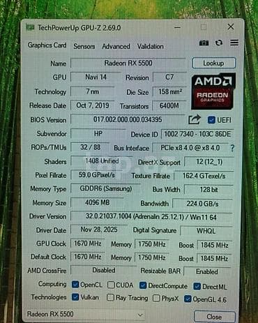 Noutbuk və netbuklar: Videokart AMD Radeon RX 5500, < 4 GB — 2