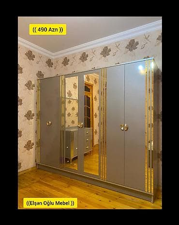 seyf dolab: Yeni, 4 qapılı, Güzgülü, Boz, Açılan, Düz dolab — 1