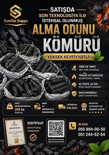 Məhsul: Alma odunu kömürü – son texnologiya ilə istehsal olunmuş