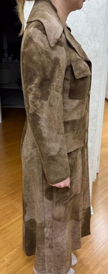 женские утепленные плащи: Qadın üçün süet trençkot - Material: yumşaq süet (nubuk effektli) — 11