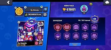 62K Kupa Brawl Stars Hesabı 90 Karakter | 44 Prestij | 3 Hiperşarj | 8