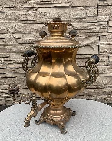 antikvar samovar: Antik mis samovar – iri həcmli, dekorativ və funksional kolleksiya — 1