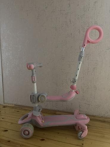 velosipe: Uşaq üçün 3 təkərli skuter (çevrilən model) – çəhrayı/boz — 3