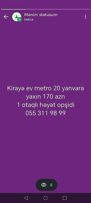 ev axtaranlar: Diqqətlə oxu boş bekar adam yazmasın.Metro 20 yanvara yaxın. Həyət — 4