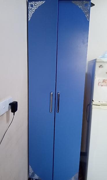 Mavi iki qapılı şkaf - Rəng: dərin mavi, künclərdə dekorativ naxış