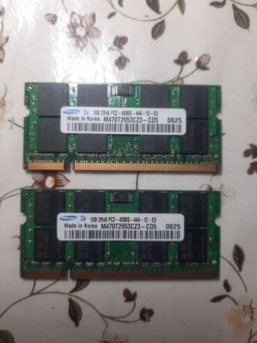 Operativ yaddaş (RAM) Samsung, 2 GB, < 1333 Mhz, DDR2, Noutbuk üçün, İşlənmiş