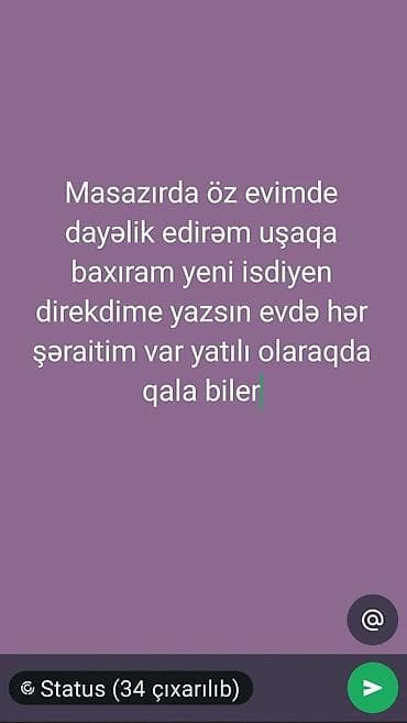 Няни, сиделки: Sumqayıt uşağa baxıcılıq xidməti təklif olunur. Xidmət öz evimdə — 1