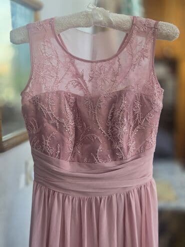 Jiletlər: Məhsul: Zərif pudra-çəhrayı gecə/ziyafət donu - Üst hissə: şəffaf tül — 2