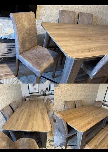 Qonaq otağı üçün, İşlənmiş, Açılan, Kvadrat masa, 6 stul