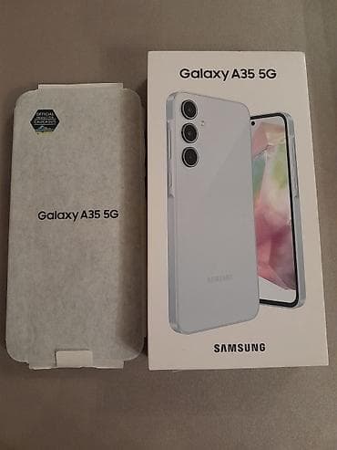 telefon kabro: Samsung Galaxy A35, 256 GB, rəng - Ağ, Barmaq izi — 1