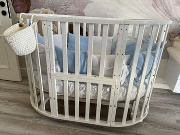 uşaqlar üçün isveç divarları: Для девочки и мальчика, Б/у, Овальная, Колыбель, С бортиками, С матрасом, Без механизма качания — 1
