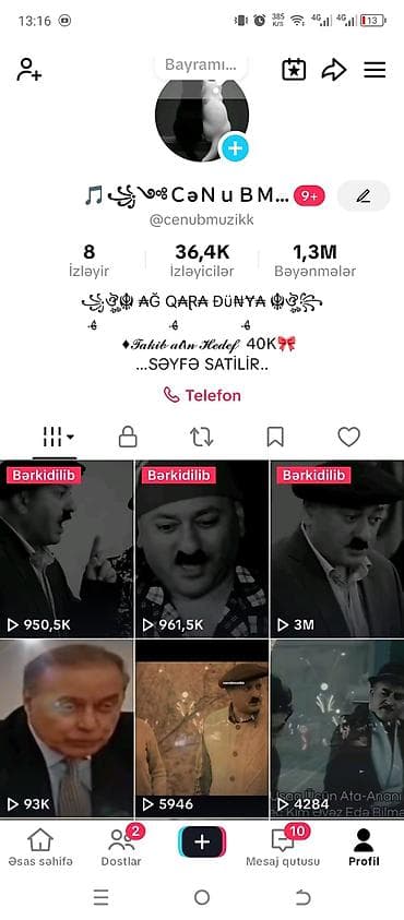Satılır: TikTok səhifəsi “Cənub Muzik” (@cenubmuzikk) Xüsusiyyətlər