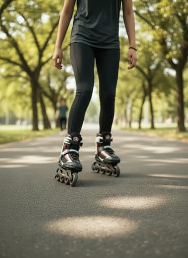 Maskalar, eynəklər: Inline təkərlilər (roller skates) – 4 təkərli, qara-qırmızı-ağ dizayn — 1