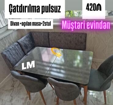 metbex masası: Yeni, Künc divan, Mətbəx üçün, Açılan — 1