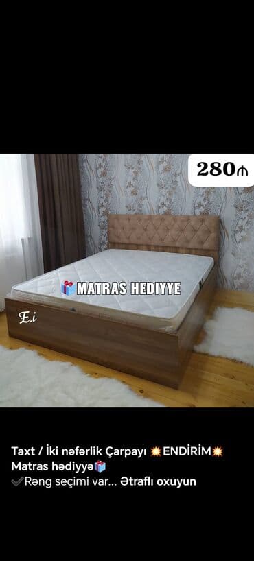 yataq dosekleri: 📌Taxt çarpayı 📏Olcu 2x160 💶Qiymet 259azn dən başlayan qiymətlər — 6