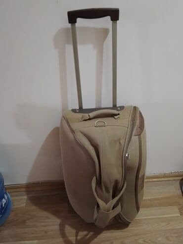 Maskalar, eynəklər: Təkərli səyahət çantası - Rəng: bej - Material: parça/kanvas tipli - — 1