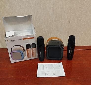 bluetooth mikrofon karaoke: Rəngli Karaoke Səs Sistemi – Model: K12 2 ədəd mikrofon 1 əd kalonka — 6